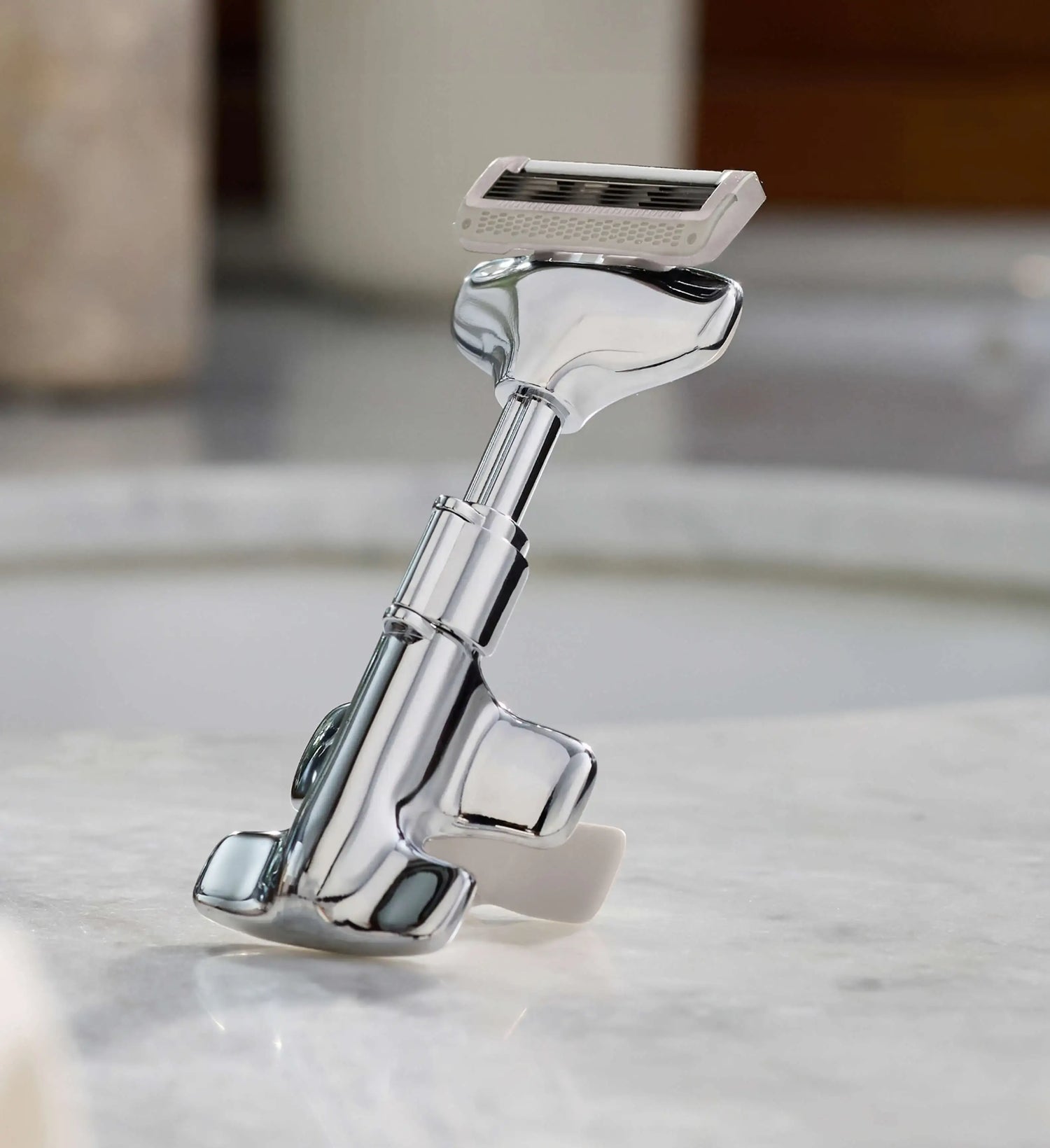 Shaving razor on a marble surface