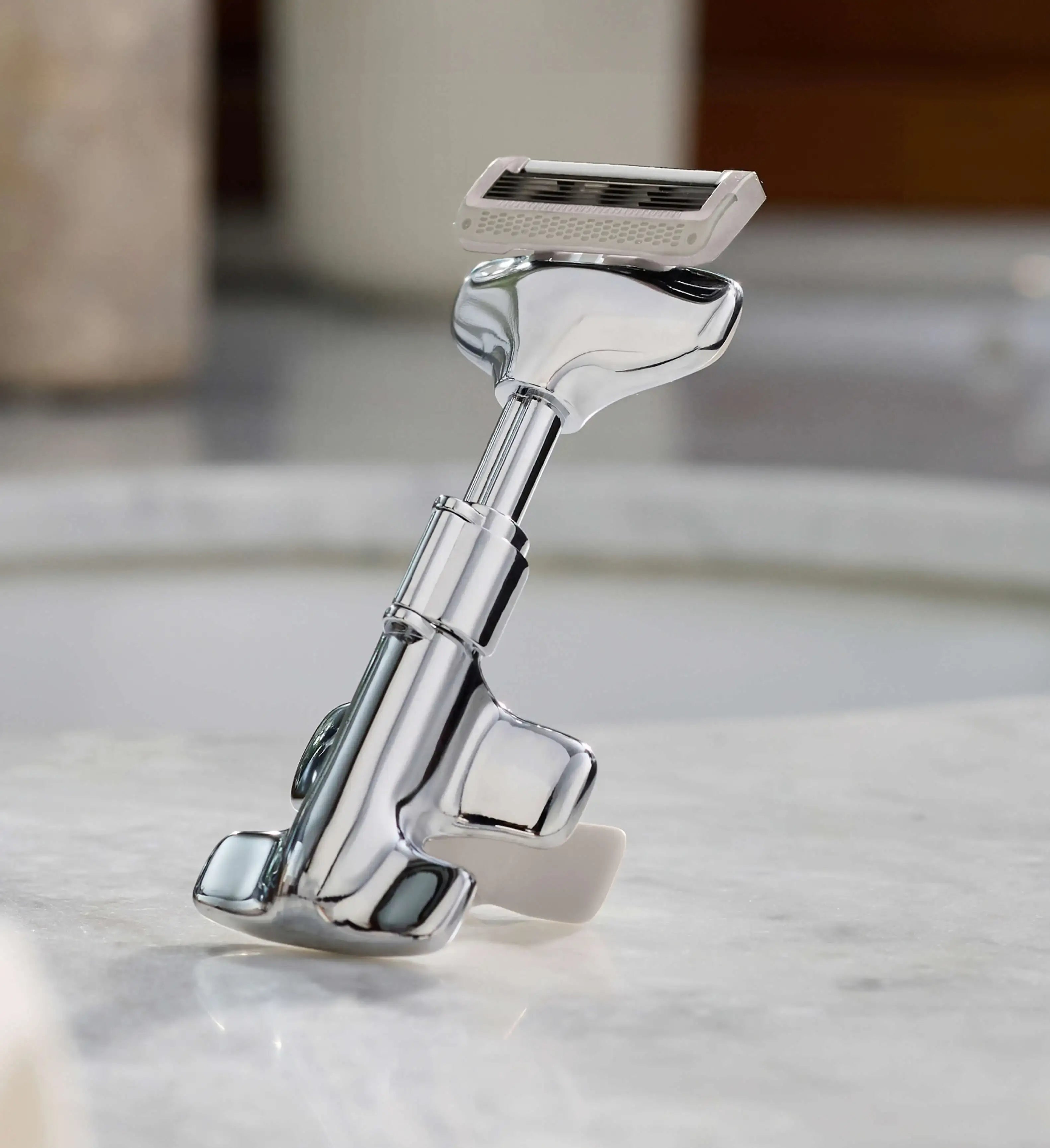 Shaving razor on a marble surface